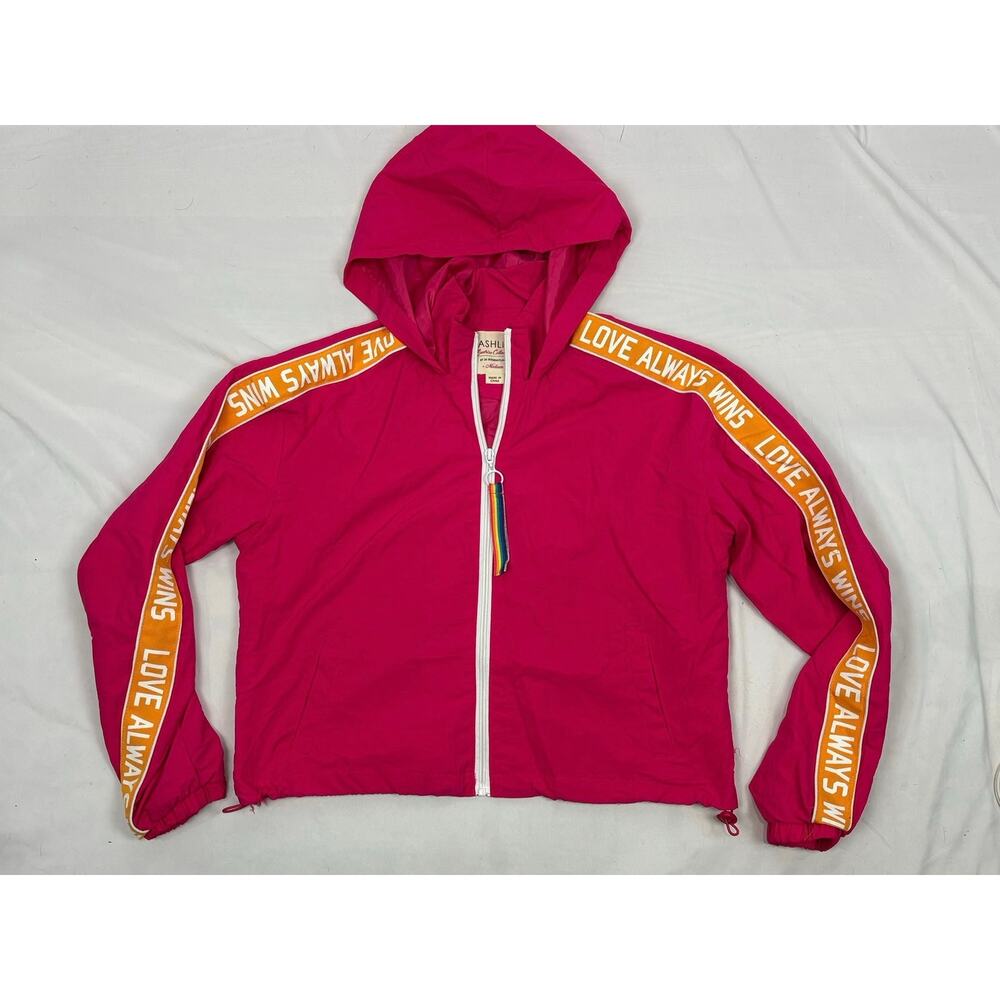 Ashley by 26 International Hot Pink Cropped Windbreaker Jacket Size M